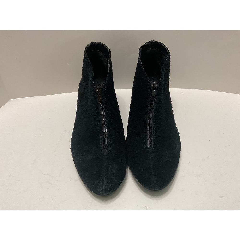 Aerosoles Allowance Black Suede Front Zip Wedge Ankle Boots Womens 9M
